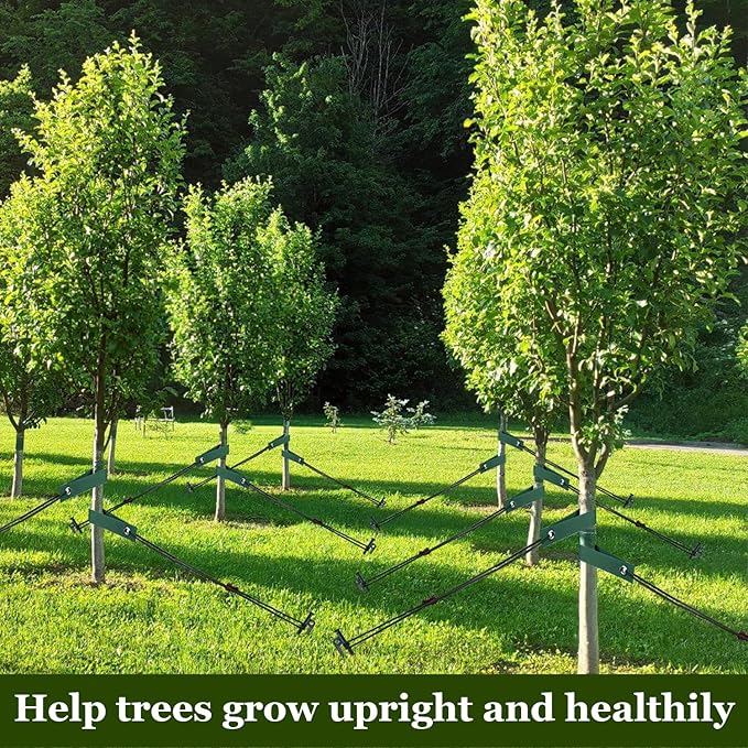 Tree Stakes and Supports, Heavy Duty Tree Stakes Kit Include 3Pcs Tree Straps for Staking, 3Pcs 12" Steel Spikes, and 39Ft Rope, Tree Supports for Young Tree Anti Strong Wind, Bad Weather