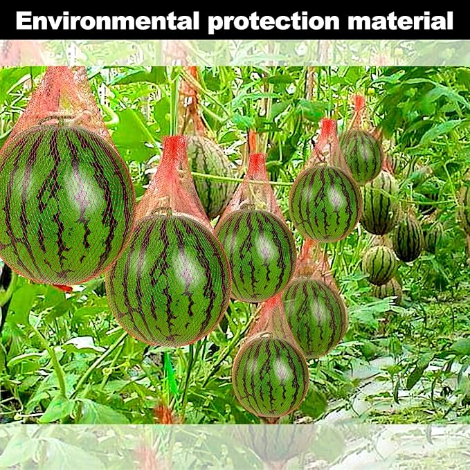 Melon Hammock Watermelon Nets, 14inch 50pcs Heavy Duty Watermelon Net for Garden Melon Net for Trellis Vertical Garden Growing, Honeydew Melon Nets with Drawstring(16-22lbs)