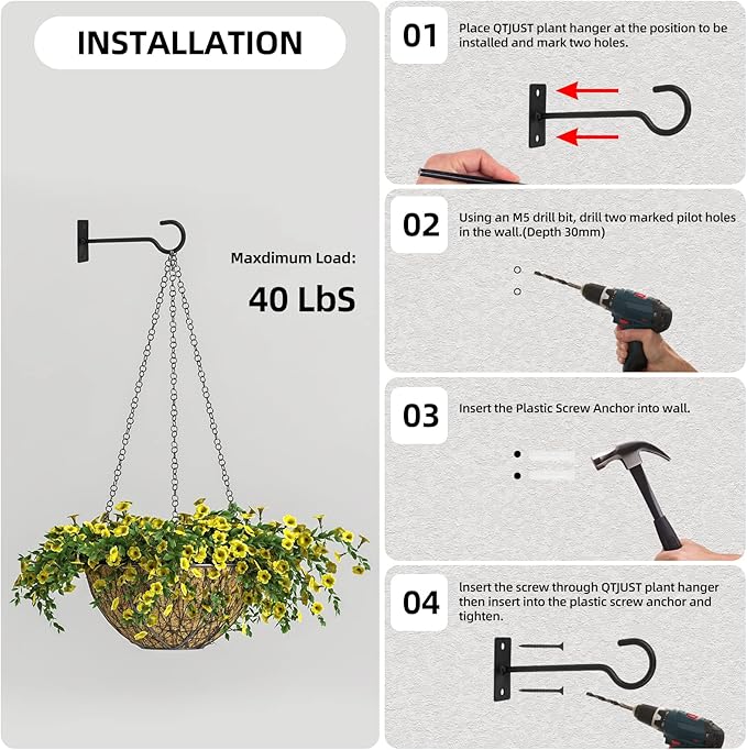 Ceiling Hooks for Hanging Plants 6pack 2.5inch Wall Mount Plant Hooks Meatl Plant Hanger Indoor for Hanging Lanterns, Bird Feeder, Flower Basket, Home Decor Indoor & Outdoor