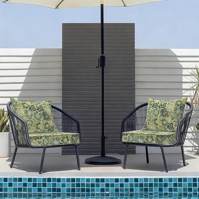 Outdoor Deep Seat Cushion Set, Water Repellent 22"x22" Patio Thick Cushions Replacement with Seat & Back Pillow for Patio Sofa, Wicker Chair, Couch - Green Rose