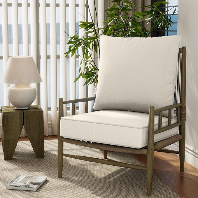 24" x 24" x 6" Outdoor Deep Seat Cushions Set - 2 Set Waterproof & Fade Resistant Patio Furniture Replacement Cushions, Non-Slip Outdoor Deep Cushions Fit Loveseats, Couches, Chairs, Sofas.