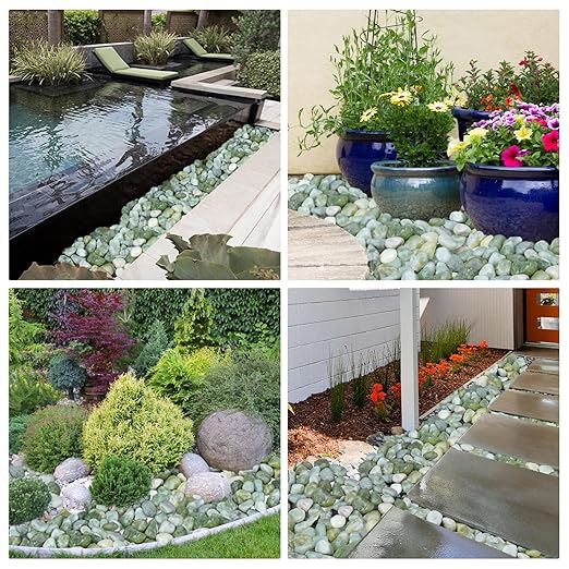 40 lbs Jade Pebbles for Indoor Plants, 2-3 Inch Polished River Rocks, Decorative Garden Rocks Outdoor Landscaping, Large Natural Stone for Walkways, Yard, Vases, Crafts