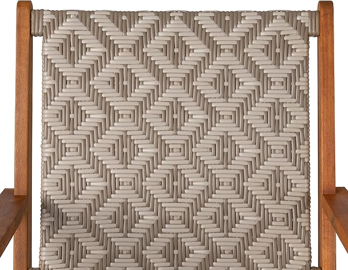 Patio Sense Balkene Home Vega Natural Stain Outdoor Chair All Weather Wicker Outdoor Chair Acacia Wood Construction Mid Century Design Comfortable Reclining Armchair - Diamond Weave Wicker