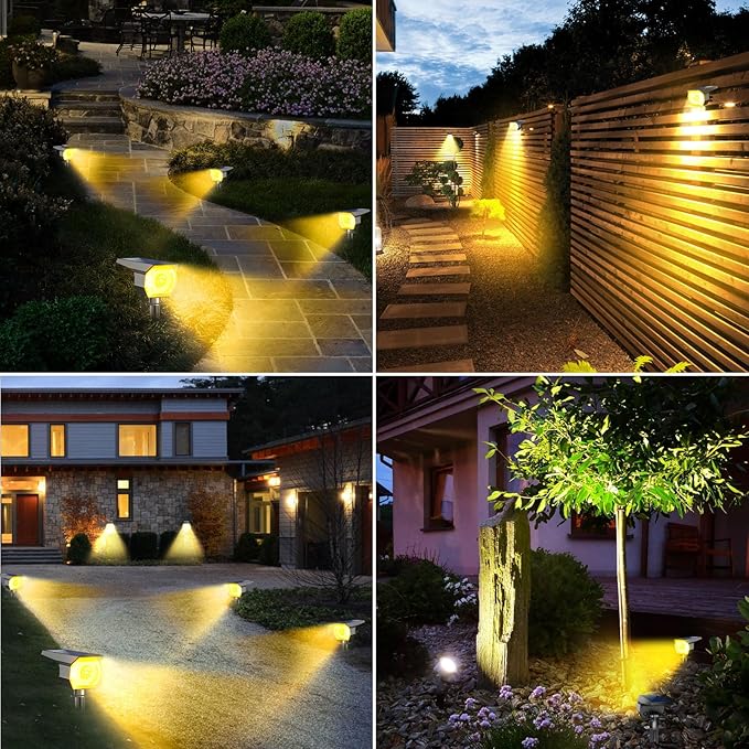 12 Pack Solar Spot Lights Outdoor, Solar Spotlights Outdoor Waterproof 2-in-1 Auto On/Off Landscape Lighting for Outside Yard Wall Garden Pathway(Warm White)
