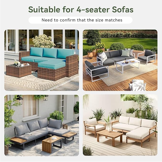 Replacement Cushions for Outdoor Furniture, 7-Piece Outdoor Cushions for Patio Furniture, Deep Seat, Waterproof & Fade Resistant Couch Cushion for 4-Seat Patio Conversation Sets, Sky Blue