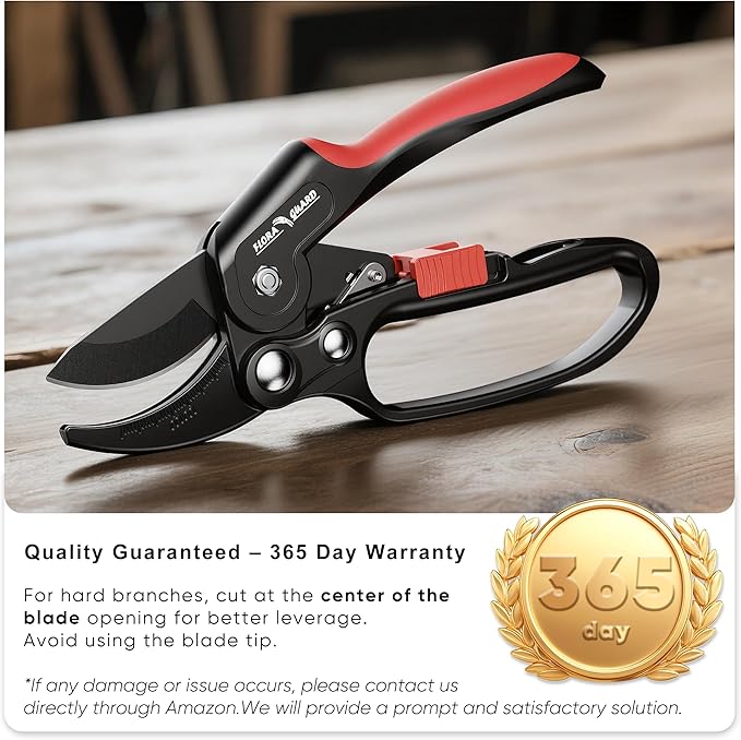 FLORA GUARD Ratchet Pruning Shears, Pruning Shears with Reinforced Structure, 3x Cutting Power, Sharp Gardening Scissors for Branches up to 7/8 in, Ideal for Weak Hands