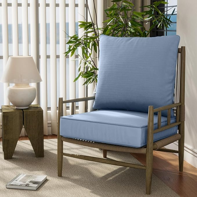 24" x 24" x 6" Outdoor Deep Seat Cushions Set - Waterproof & Fade Resistant Patio Furniture Replacement Cushions, Non-Slip Outdoor Cushions Fit Loveseats, Couches, Chairs, and Sofas.