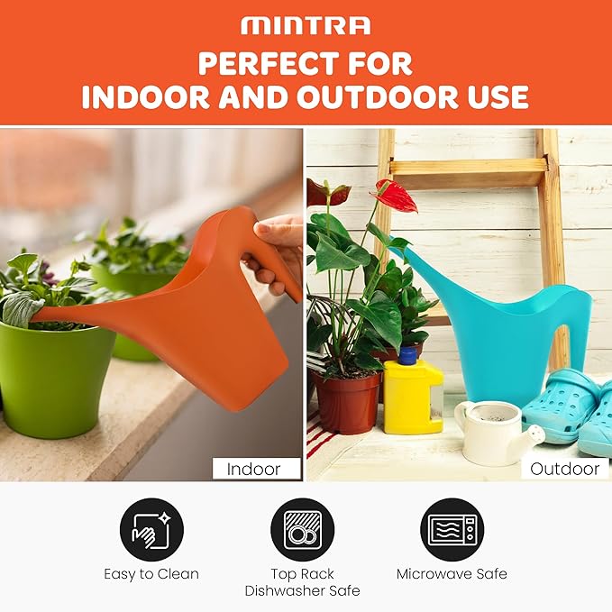 Mintra 1/2 Gallon Plant Watering Can, Indoor Outdoor Water Can for Plants, Long Spout Plastic Water Pitcher for Watering Flower Succulent, Durable and Lightweight, 2L/68 oz, 1 Pack, Fuchsia