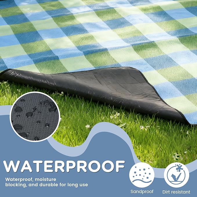 Waterproof Picnic Blanket Beach Outdoor Camping Mat Extra Large Foldable Cute Big Travel Essential Accessories Gift Park Patio Lawn Garden Grass Ground Play Music Festival Concert Must Have