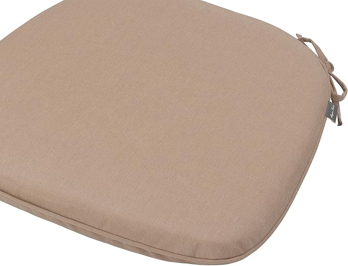 Magpie Fabrics 17"x16"x2" U-Shape Chair Cushions with Ties 2 Count, Outdoor Indoor Waterproof All Weather Seat Pads Decoration for Patio Garden Dining Office - Khaki