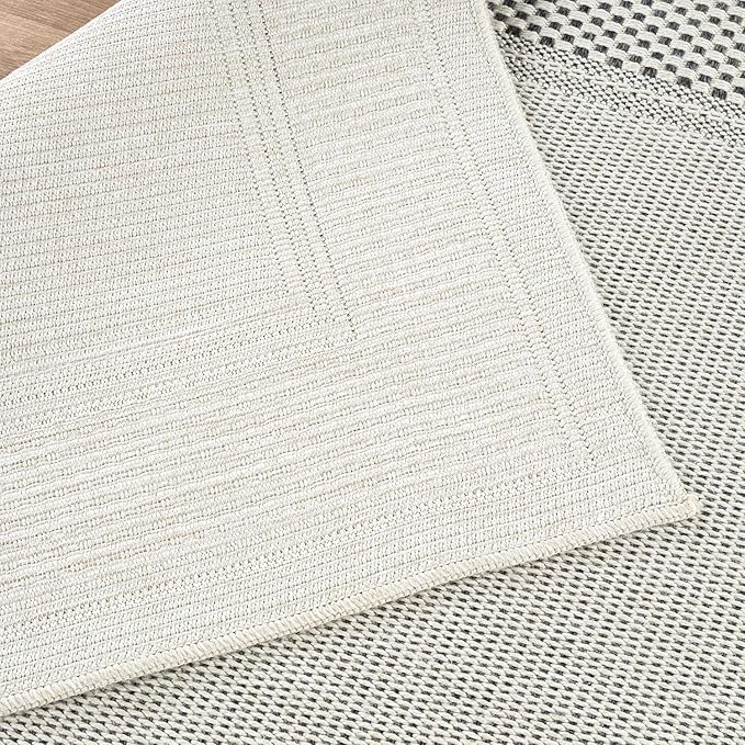 CAMILSON Easy Jute Rug 2x7, Indoor and Outdoor Off-White Runner Rug for Kitchen, Hallway and Entryway, Bordered Boho Woven Design, Easy-Cleaning, Washable Outside Carpet (2 x 7)