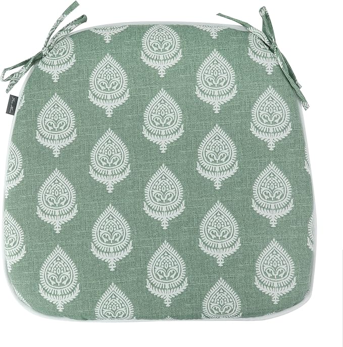 FUNHOME Outdoor Chair Cushions Set of 4, Water-Repellent Patio Seat Cushions D16xW17 Inch, All Weather Patio Chair Pads with Tie for Furniture Garden Home Office Decoration, Fair Green
