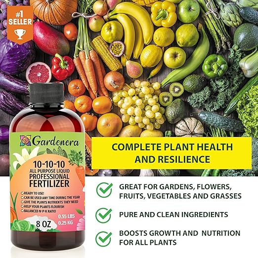 ππππππππππ Professional 10-10-10 All Purpose Liquid Fertilizer Concentrate - Plant Food Concentrate for Lawns, Trees, Plants, Vegetables, Fruits & Flowers - Makes 192 Gallons - (32 OZ)