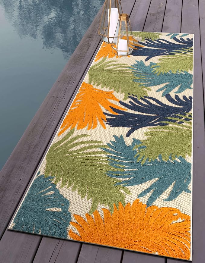 Rugshop Lucca Contemporary Floral Indoor/Outdoor 2' 7" X 8' Multi