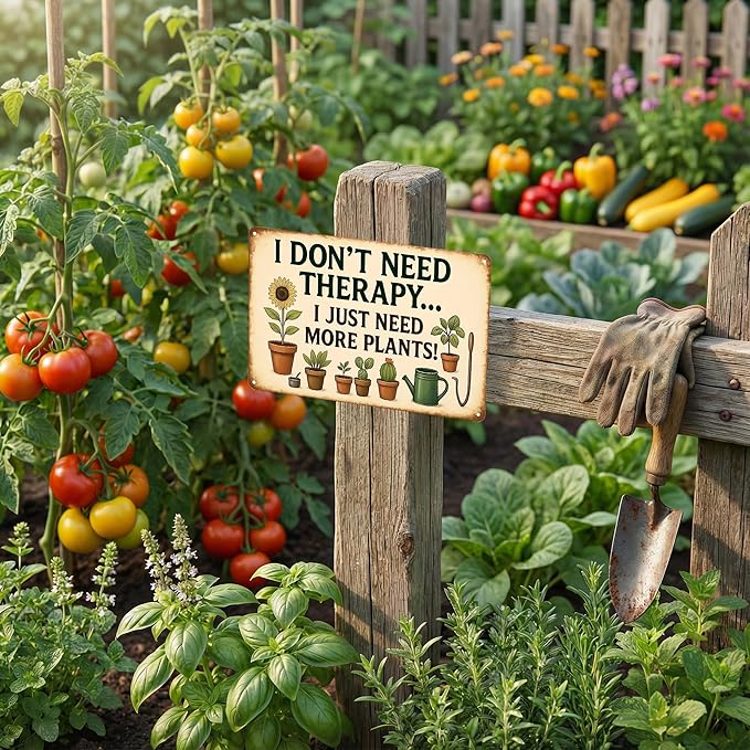 Funnysign Garden Gifts Sometimes I Just Need More Plants Vintage Gardening Tin Sign for Home Garden Patio Greenhouse Yard Decor 8 X 12 Inch (3824)