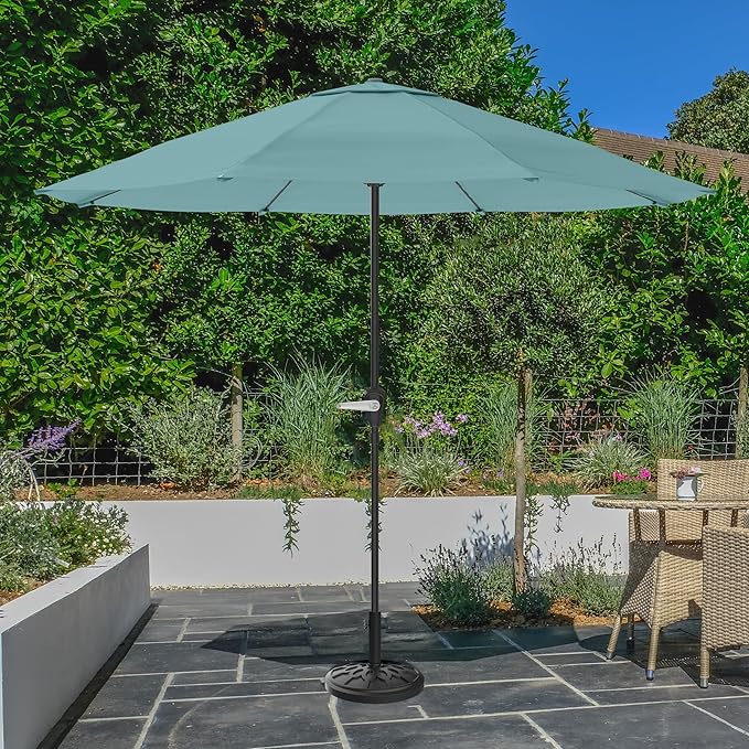 Pure Garden Patio Umbrella with Vented Canopy - 9FT Easy Crank Outdoor Umbrella for Shade - For Deck, Balcony, Backyard, or Pool (Dusty Green)