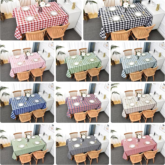 Waterproof Plaid Tablecloth Fabric - Round 108 Inch Classic Gingham Checker Table Cloth for Indoor/Outdoor Use - Buffalo Table Cover for Picnics, BBQs, and Parties