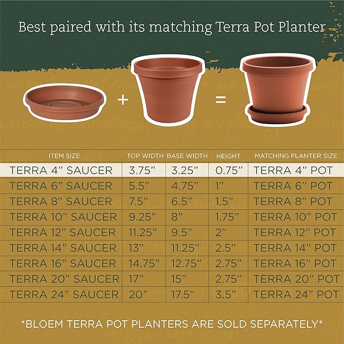 Bloem Terra Resin Saucer Tray: 6.5" Bottom Width - Black - Matte, Durable, Ribbed Bottom, Indoor and Outdoor, Fits 8" Terra Pots