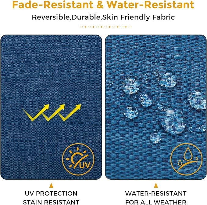 FUNHOME Outdoor Chair Cushions 19 x19 Inch,Water Resistant Tufted Seat Cushions 19",Reversible,Weather Resistant,Rounded Back Wicker Chair Cushion for Patio Garden Furniture(Light Blue)
