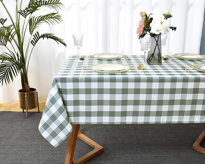 Classic Gingham Buffalo Tablecloth Fabric - Oblong 58x144 Inch Water Proof Checkered Table Cloth for Indoor Outdoor - Table Cover for Birthday, Picnics, BBQs, and Parties