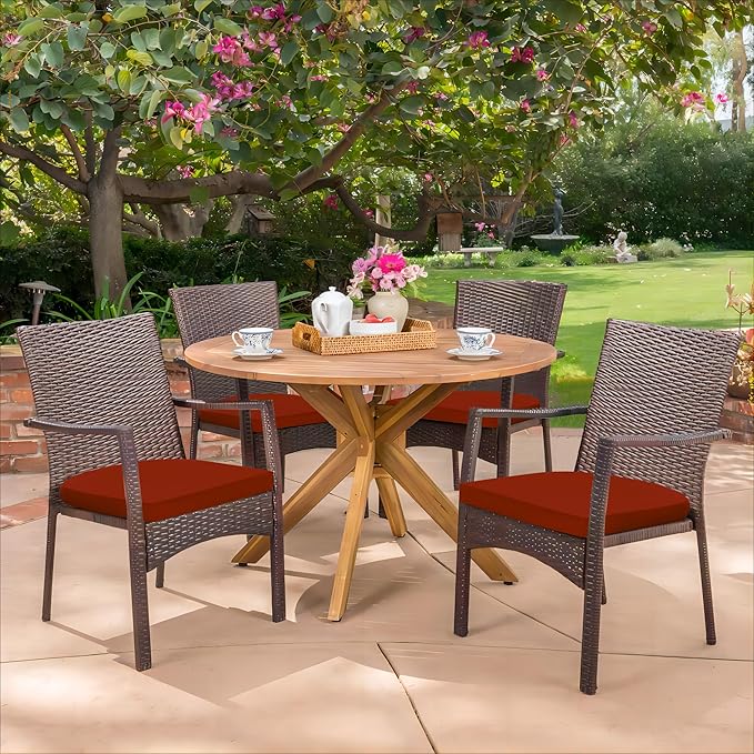HARBOREST Outdoor Chair Cushions Set of 4, Water Resistant Patio Chair Cushions with Ties, Outdoor Seat Cushions for Patio Furniture, 17"x16"x2", Burnt Orange