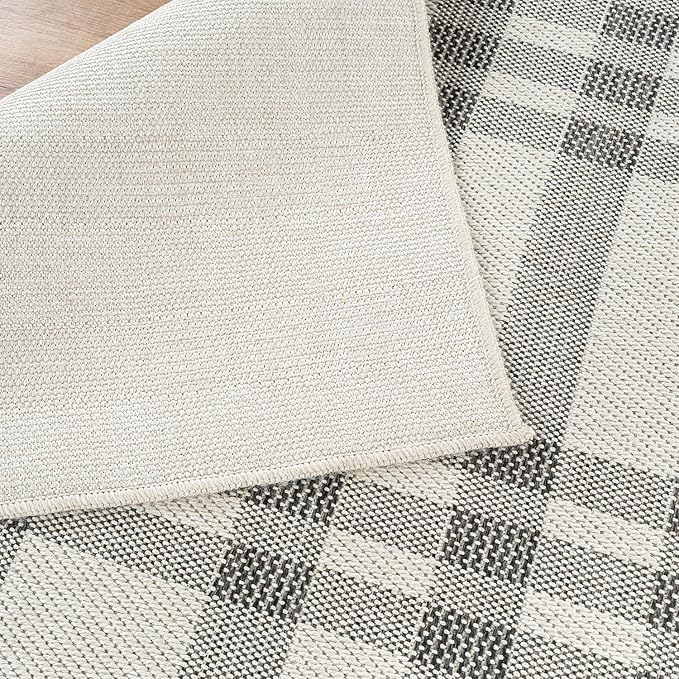 CAMILSON Easy Jute Rug 2x3, Indoor Outdoor Off-White Color Fiber Area Rugs for Entry, Living Room and Kitchen Rug, Checkred Boho Woven Design, Easy-Cleaning, Washable Outside Carpet (2 x 3)