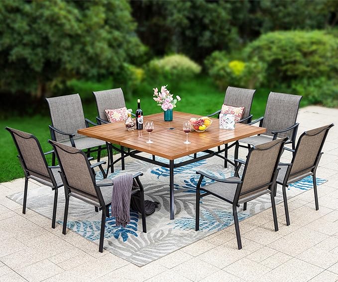 Sophia & William Outdoor Chairs Set of 8, Patio Chairs with Breathable Textilene Fabric and Heavy-Duty Iron Frame, Perfect for Lawn Garden Backyard Deck 350 lbs Capacity