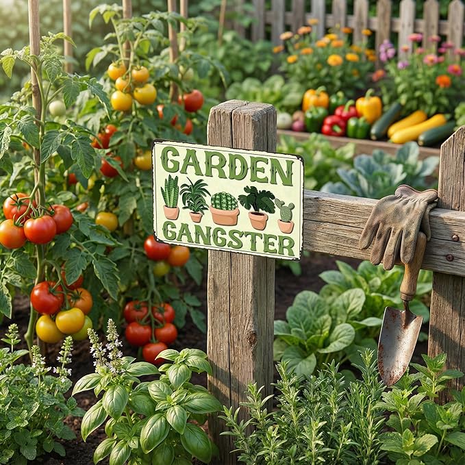 Funnysign Gardening Gifts Garden Ganster Vintage Gardening Tin Sign for Home Garden Patio Greenhouse Yard Decor 8 X 12 Inch (3826)