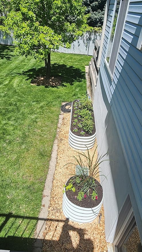 A ANLEOLIFE 14-Piece 18 Inch Tall Raised Garden Beds Kit, Heart-Shaped, Long Oval & Round Metal Planters – Ideal for Creative Garden Layouts, Antique White