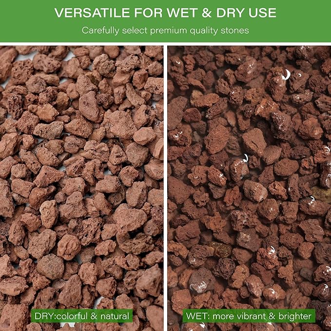 NUPICK 20lb Red Lava Rocks for Plants, 3/8" Succulent Potting Soil Amendments, Decorative Lava Rocks for Fire Pit, Volcanic Gravel for Aquarium, Natural Pebbles Pumice for Cactus, Vase, Top Dressing