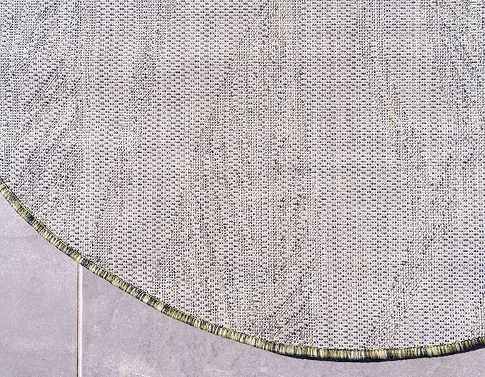 Unique Loom Outdoor Botanical Collection Area Rug - Leaf (4' 1" Round, Green/ Ivory)