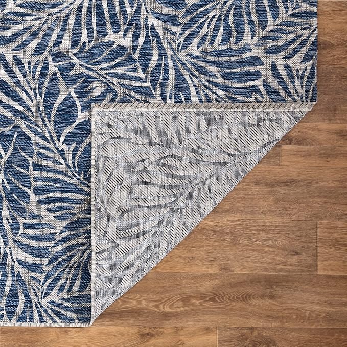 Keen Home Design Terrace Outdoor Runner Rug - 26"x119" Washable Indoor/Outdoor Rug for Patio, Kitchen, Balcony, Beach, Garden, Deck and Porch, Size: 2'2" x 9'11", Rainforest Navy