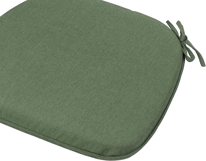 Magpie Fabrics 17"x16"x2" U-Shape Chair Cushions with Ties 4 Count, Outdoor Indoor Waterproof All Weather Seat Pads Decoration for Patio Garden Dining Office - Green
