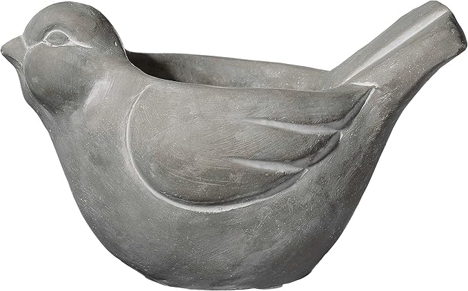 Classic Home and Garden Cement Buddies Animal Planter - Cute Desk Decoration - UV Coated Animal Vase w/Removable Drain Plug - Succulent Planter for Indoor/Outdoor Use (Bird Planter, Natural, Small)