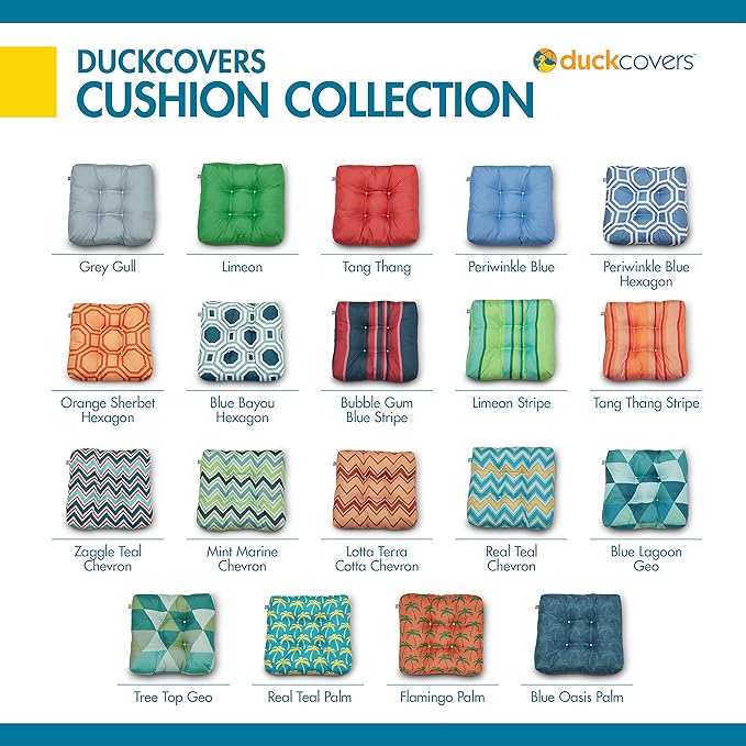 Duck Covers Water-Resistant Indoor/Outdoor Seat Cushions, 19 x 19 x 5 Inch, 2 Pack, Orange Sherbet Hexagon