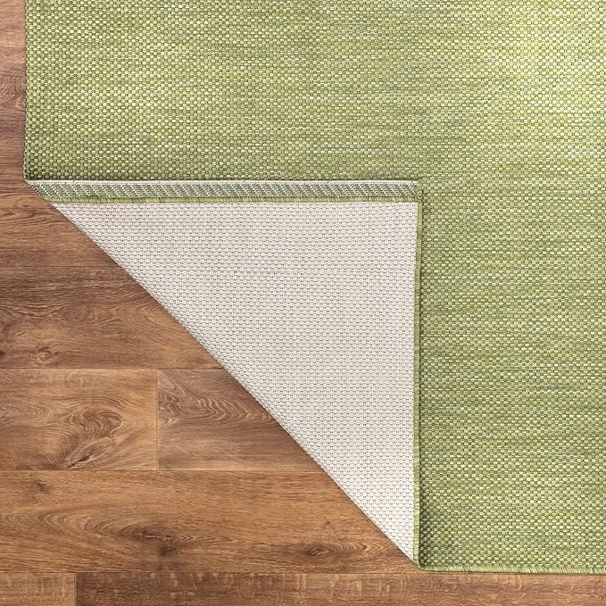 Keen Home Design Terrace Outdoor Runner Rug - 26"x119" Washable Indoor/Outdoor Rug for Patio, Kitchen, Balcony, Beach, Garden, Deck and Porch, Size: 2'2" x 9'11", Solid Green