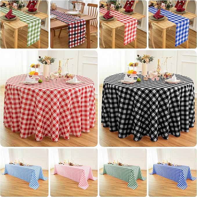 Classic Gingham Buffalo Tablecloth Fabric - Oblong 90x132 Inch Water Proof Checkered Table Cloth for Indoor Outdoor - Table Cover for Birthday, Picnics, BBQs, and Parties