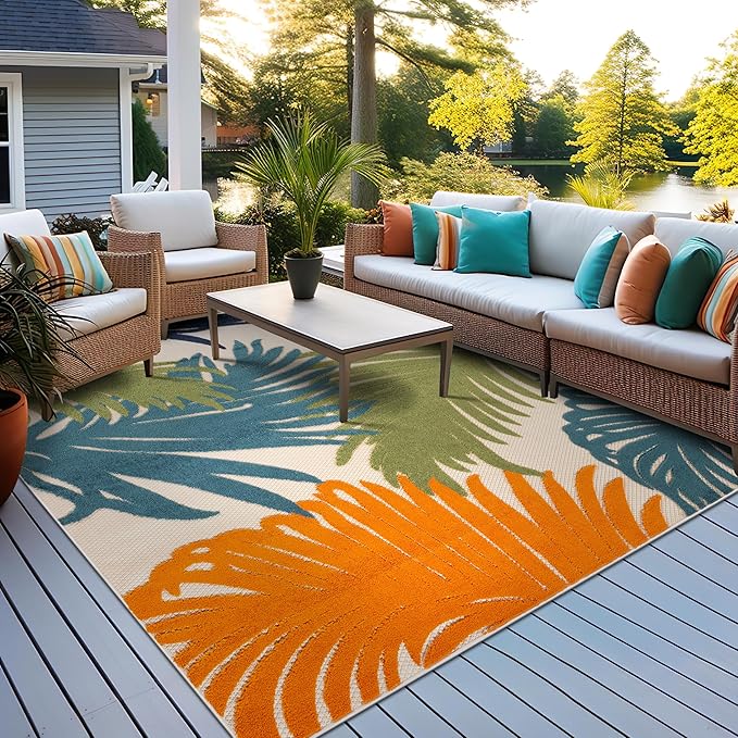 Rugshop Lucca Contemporary Floral Indoor/Outdoor Square Rug 6' 6" Multi