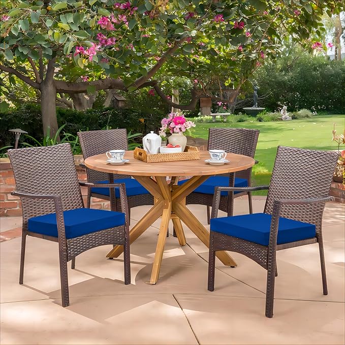 HARBOREST Outdoor Chair Cushions Set of 4, Water Resistant Patio Chair Cushions with Ties, Square Corner Outdoor Seat Cushions for Patio Furniture, 18.5"x16"x3", Royal Blue