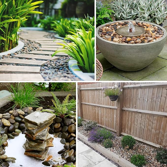 5lbs Large Pebbles for Indoor Plants, 2-3 Inch Natural River Rocks for Aquarium, High Polished Decorative Stones for Vase Filler Fish Tank Landscaping, Mixed Color Garden