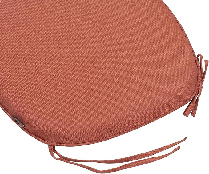 Magpie Fabrics Outdoor/Indoor 17"x16"x2" Chair Cushions with Ties Set of 2, Waterproof All Weather U-Shape Seat Pads Decoration for Patio Garden Furniture Home Office (Coral Red)