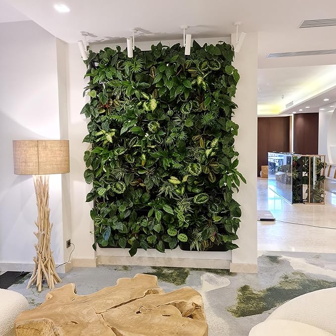 BOXSAND-24 Vertical Wall Planter (24"x50", Black with Round Pots) – Living Wall for 24 Plants, Indoor/Outdoor Vertical Garden System, Easy 4-Screw Install