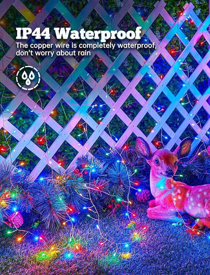 Brightown Solar Lights for Outside, 19.6Ft 240 LED Solar String Lights Outdoor Waterproof, 8 Modes Firecracker Balcony Lights for Tree Patio Christmas Party Wedding Decor (Multicolor)