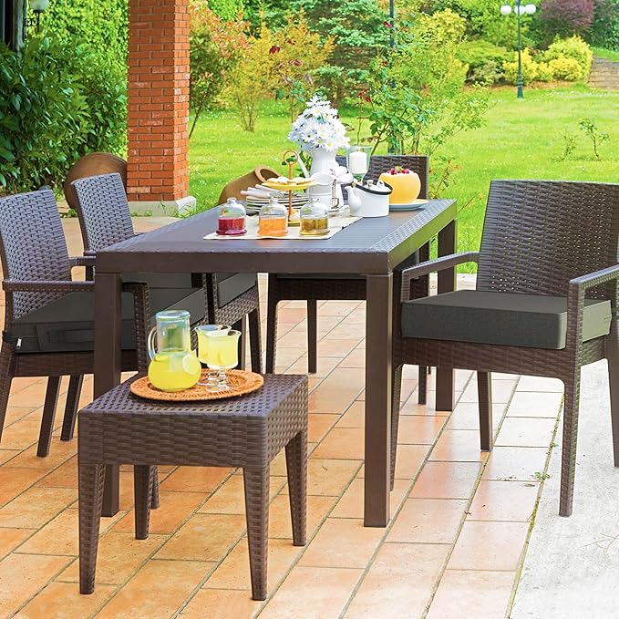 YENING Memory Foam Outdoor Chair Cushions Waterproof 4 Inch Extra Thick Patio Seat Pads for Furniture 20x20 Grey Set of 2