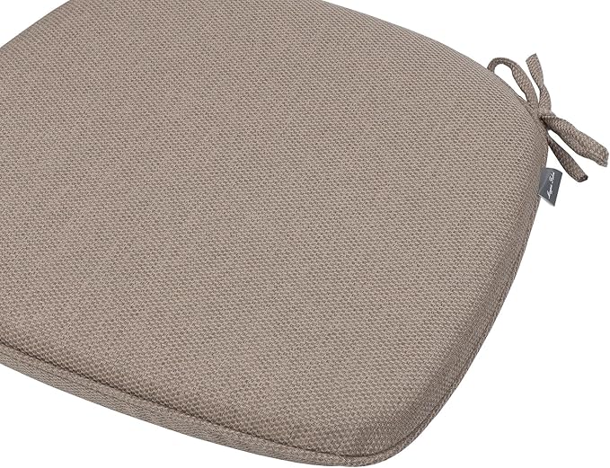 Magpie Fabrics 17"x16"x2" U-Shape Chair Cushions with Ties 4 Count, Outdoor Indoor Waterproof All Weather Seat Pads Decoration for Patio Garden Dining Office - Brown
