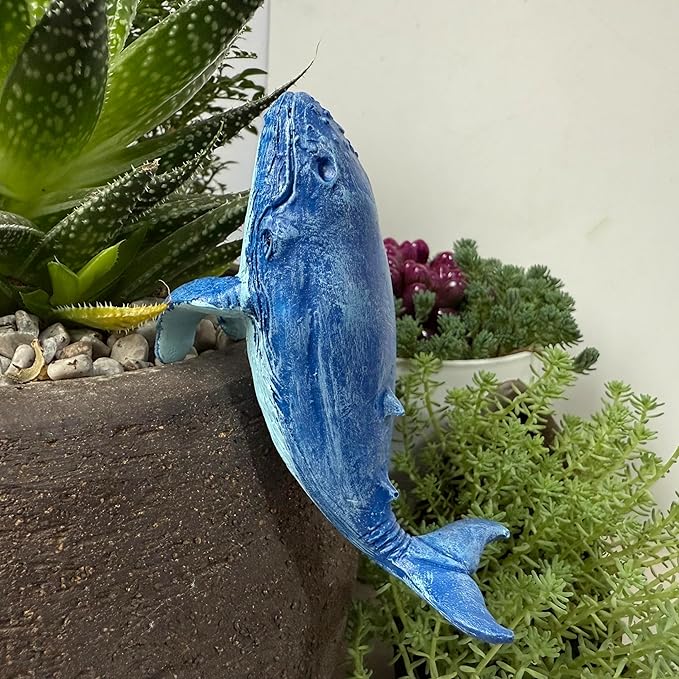 Whale Figure Plant Pot Hanger, Turtle Flower Pot Hugger, Resin Tortoise Statue, Funny Pot Huggers for Planters, Cute Climbing Tortoise Flower Pot Hugger, Garden Fence Balcony Patio Yard (WHALE)