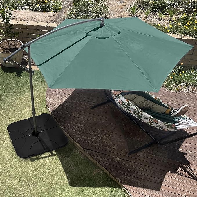 10 Ft Offset Cantilever Patio Umbrella - Fade-Resistant Shade Umbrella Outdoor Patio Canopy with Cross Base for Garden, Lawn, Deck, Yard or Pool by Pure Garden (Dusty Green)