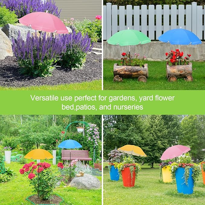 JOLVAK Plant Umbrellas for Outdoor Plants,Adjustable Garden Shade Umbrella for Potted Plants & Garden Beds from Direct Sunlight