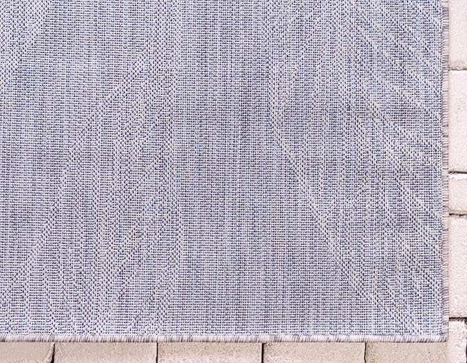 Unique Loom Outdoor Botanical Collection Area Rug - Leaf (7' 1" x 10' Rectangle, Light Gray/ Ivory)