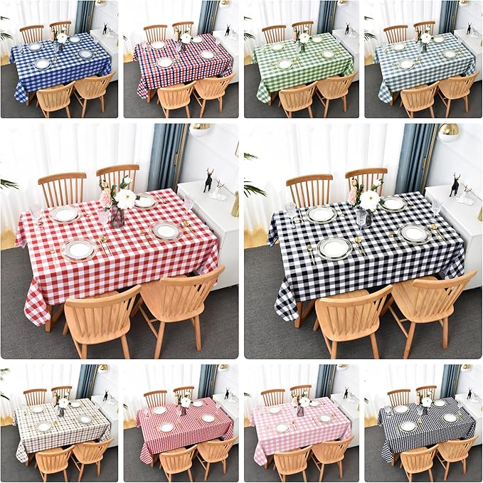 Waterproof Plaid Tablecloth Fabric - Square 58x58 Inch Classic Gingham Checker Table Cloth for Indoor/Outdoor Use - Buffalo Table Cover for Picnics, BBQs, and Parties